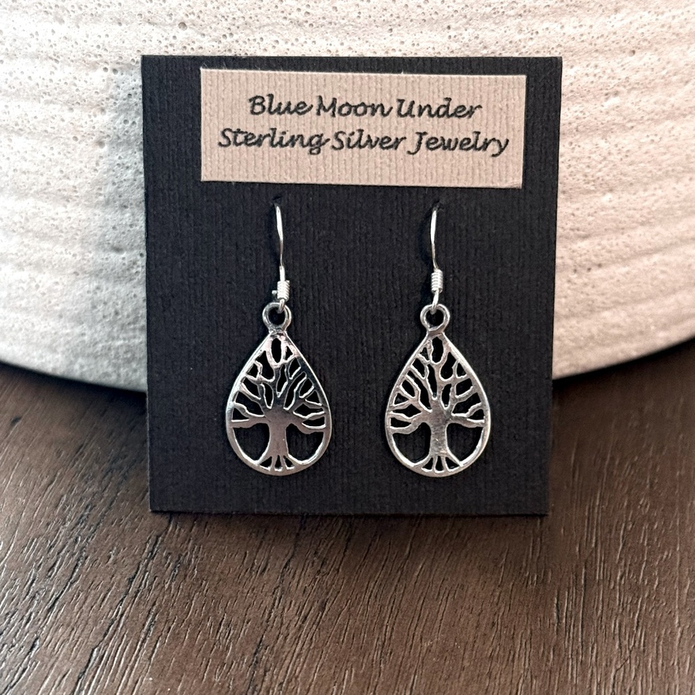 925 Sterling Silver Tree of Life Dangle Earrings! NEW!